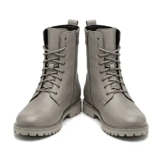 Grey lace-up boots