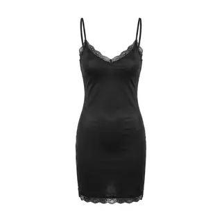 Black lace trim slip dress